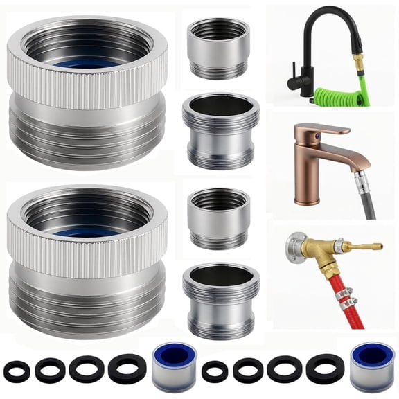 Multi-Spec Faucet Aerator Adapter, Heavy Duty Brass Hose Connector Compatible With Standard Sink And Garden Hose