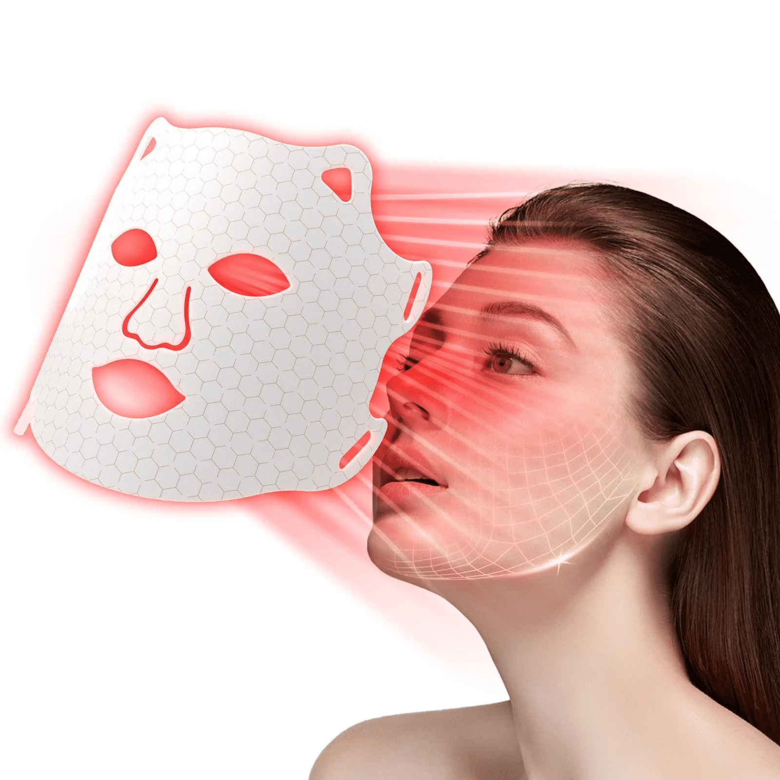 Multi-Spectrum LED Facial Light Mask for a Radiant Glow, Soft Silicone Beauty Device with Red & Blue Light for Skin Care Support, Cordless & Travel-Friendly