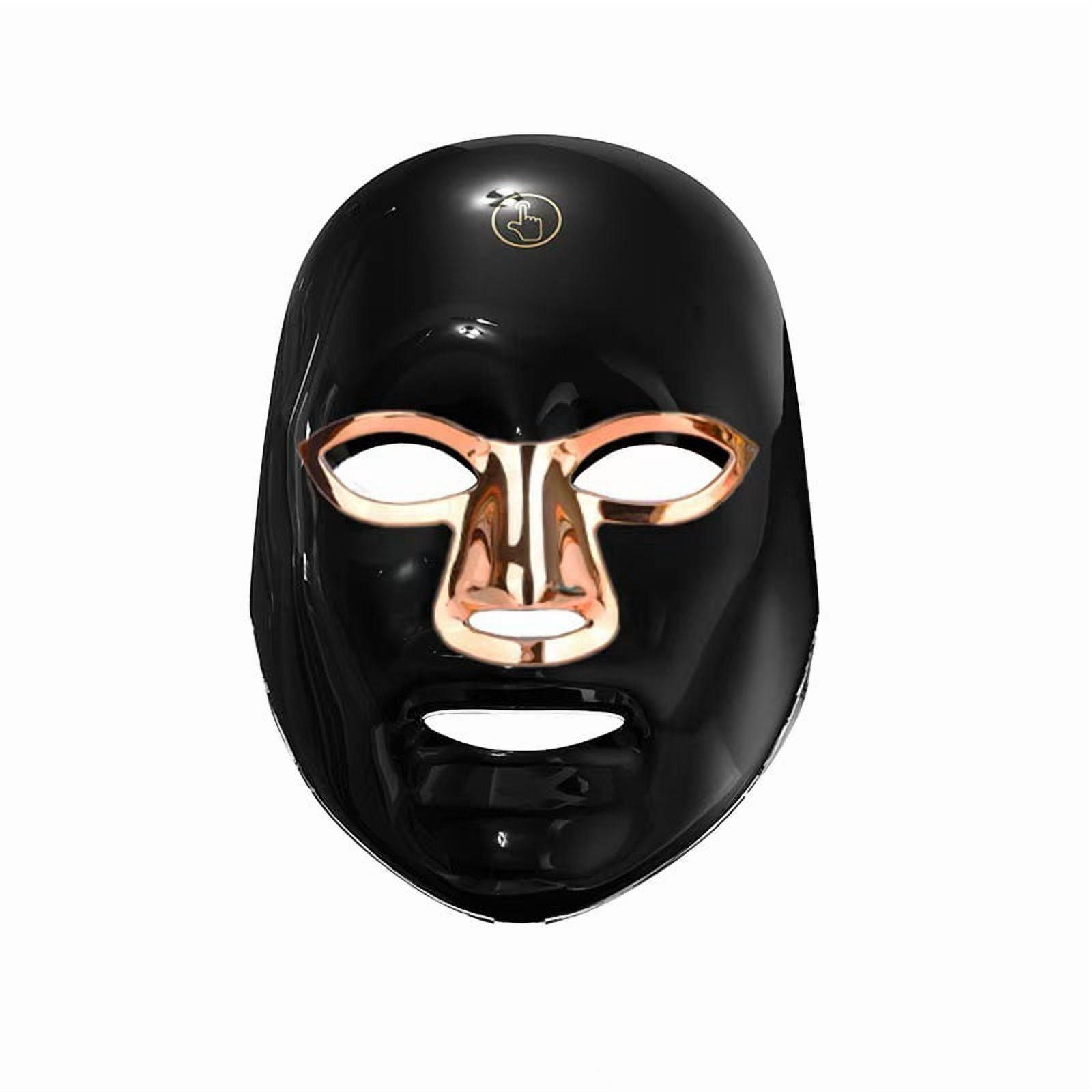 Multi-Spectrum LED Facial Light Mask for Relaxation, Hands-Free Personal Beauty Device with Red & Blue Light to Complement Your Skincare Regimen, Cordless,Black with gold trim style