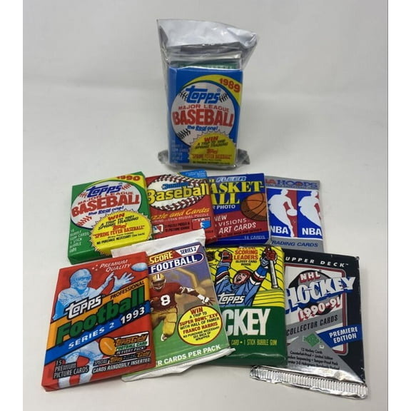 Multi-Sport 100 Card Sealed Vintage Pack Lot Baseball Basketball Football Hcky