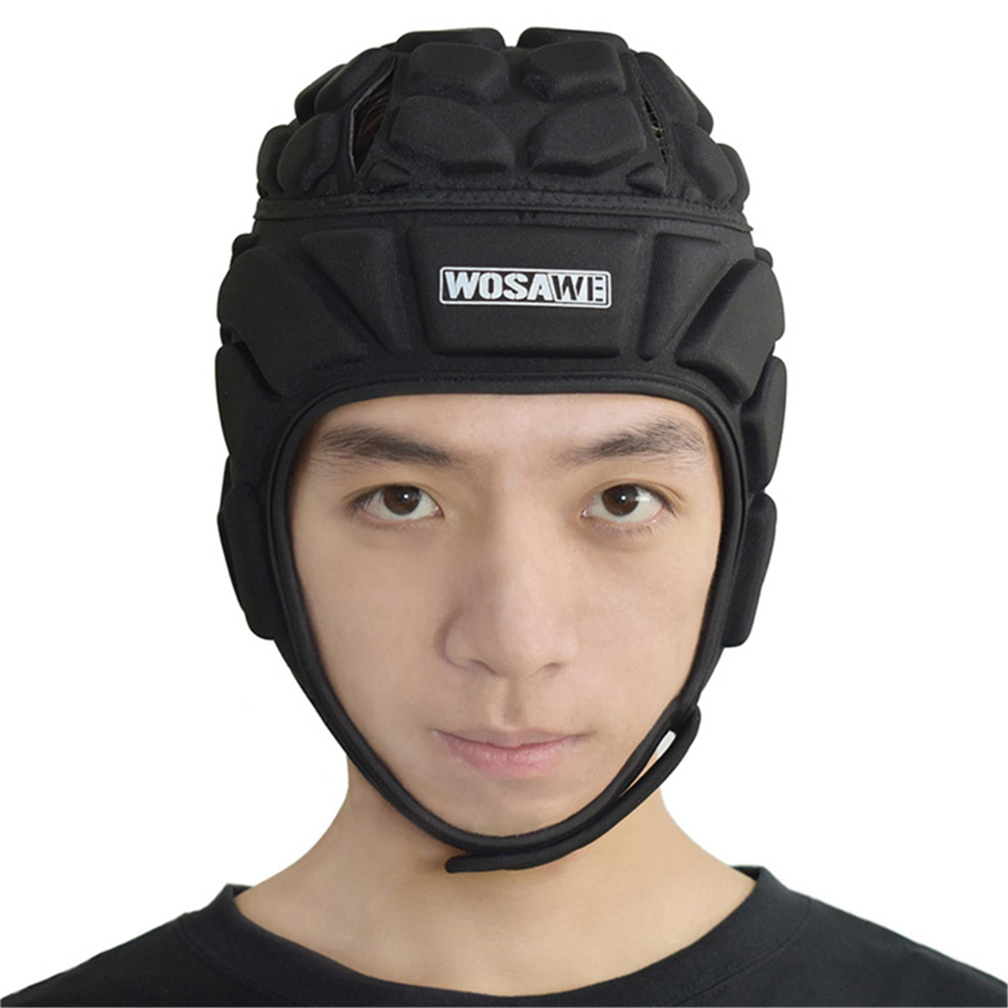 Multi-Sport Soft Shell Padded Hat Protective Headgear Cap Protection, Soft Shell Rugby Flag Football Helmet Soccer Goalie Head Fall Protection Head Protector Support Adjustable Youth Kids Adults - L
