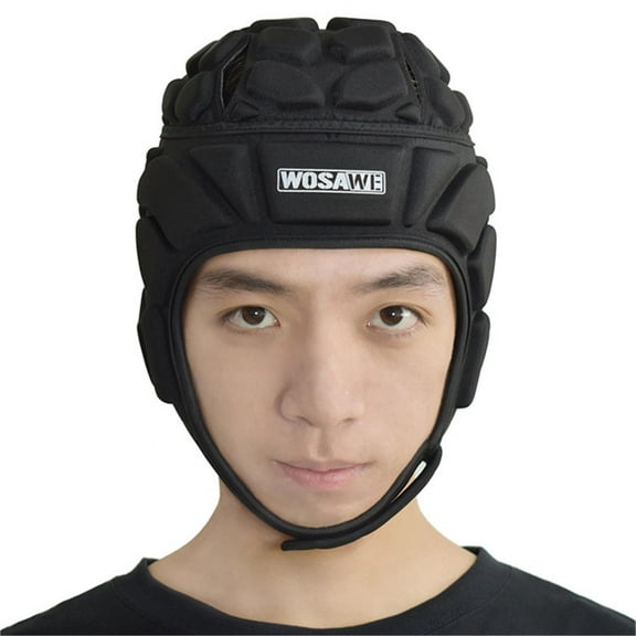 Multi-Sport Soft Shell Padded Hat Protective Headgear Cap Protection, Soft Shell Rugby Flag Football Helmet Soccer Goalie Head Fall Protection Head Protector Support Adjustable Youth Kids Adults - L