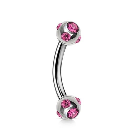 Multi Stone Set Curved Barbell 16g 1.2mm Piercing for Cartilage eyebrow piercing