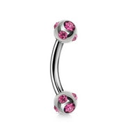 Multi Stone Set Curved Barbell 16g 1.2mm Piercing for Cartilage eyebrow piercing