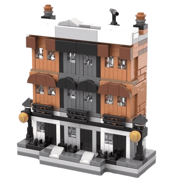 MultiStory City Street Building Blocks Set, DIY Assemble Urban Architecture Brick Model, Desktop Display Collectible Ornament