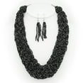 thumbnail image 1 of Multi Strand Beaded Woven Necklace & Earrings Set - Black - NE-12269JT, 1 of 3