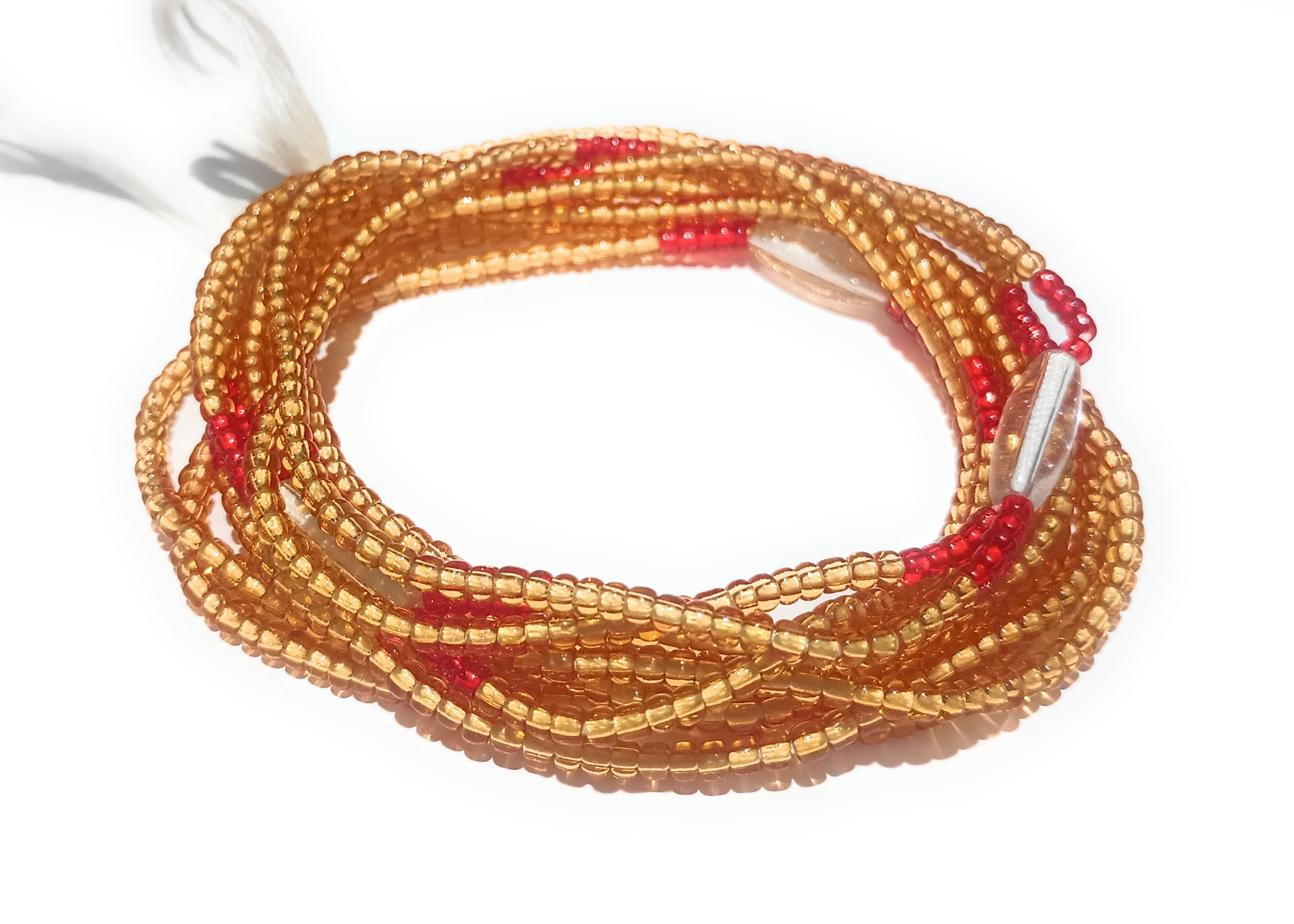 Multi Strand Gold 2-in-1 Waist Bead Set, Tie-on 42-Inch Cotton