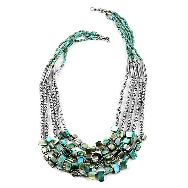 Shop LC Colorful Turquoise Seed Bead Multi Strand Necklace Jewelry