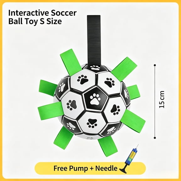 Multi Strap Interactive Dog Soccer Ball Toy with Pump & Needle Included, Durable Anti-Burst PVC Tug Fetch Chew Toy, 2 Size Variants S/M for Small Medium Large Breed Dogs