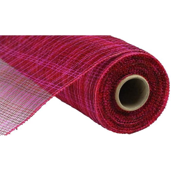 Multi Stripe Deco Poly Mesh Ribbon - 10 inch x 30 feet Hot Pink, Red, Burgundy
