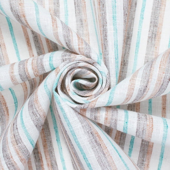Multi Stripe Polyester Cotton Linen-Look (57/58 Inch) Lightweight Breathable Fabric By The Yard - For Sewing Apparel, Accessories, & Décor - Brown (1 Yard)