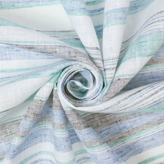 Multi Stripe Polyester Cotton Linen-Look (57/58 Inch) Lightweight Breathable Fabric By The Yard - For Sewing Apparel, Accessories, & Décor - Royal Blue (1 Yard)