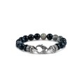 thumbnail image 1 of Multi-Striped Black Agate 316L Stainless Steel Fancy Clasp Bracelet, 9", 1 of 1