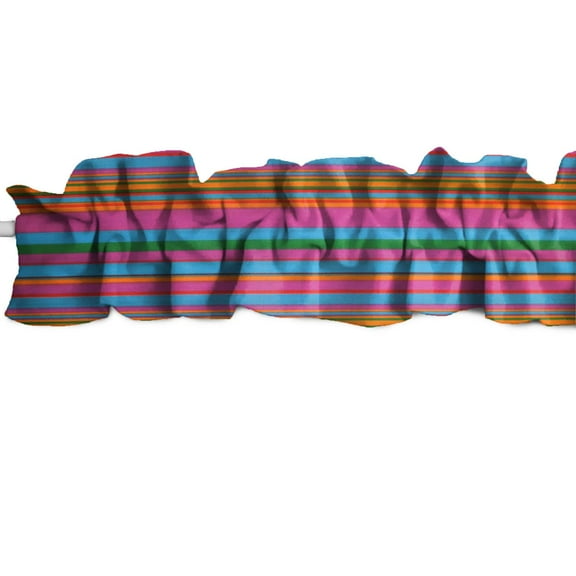 Multi Stripes Cotton Curtain Sleeve Topper Window Treatment