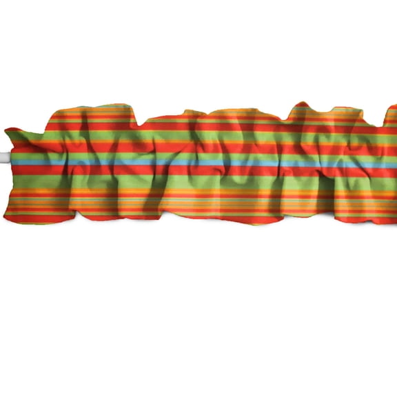 Multi Stripes Cotton Curtain Sleeve Topper Window Treatment
