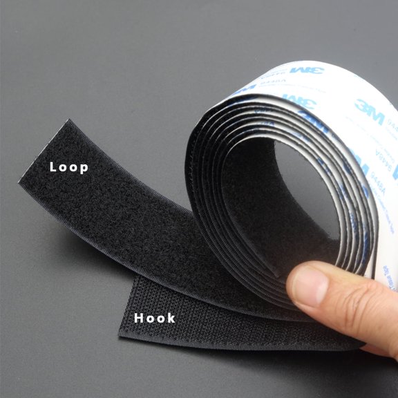 Multi-Surface Black Sticky Back Fastener - 1M Length Industrial Strength for Holiday & Garage Use