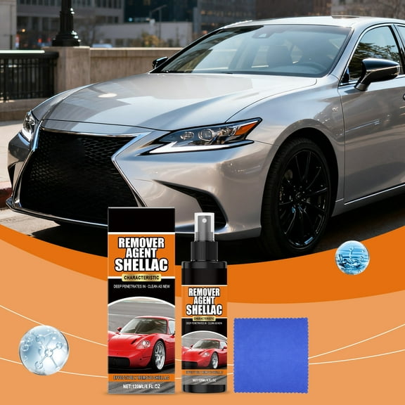 Multi-Surface Car Cleaning Spray, 4 fl oz Removes Oil Stains Bugs and Tree Sap from Body Mirrors and Windshields, Safe for Paint and Glass