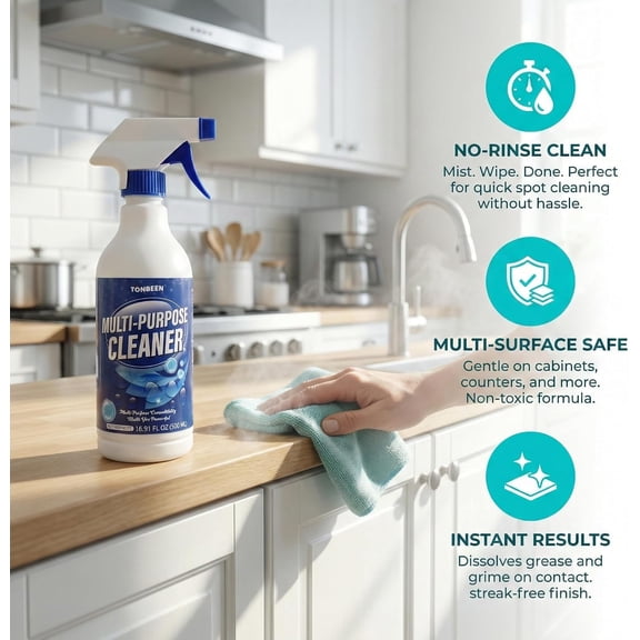 Multi-Surface Cleaner Spray for Painted Doors & Cabinets, Hard Surface Cleaner for Laminated Wood, Refrigerator Doors, Metal & Plastic, Removes Grease, Fingerprints, Water Stains & Dust, 500ml