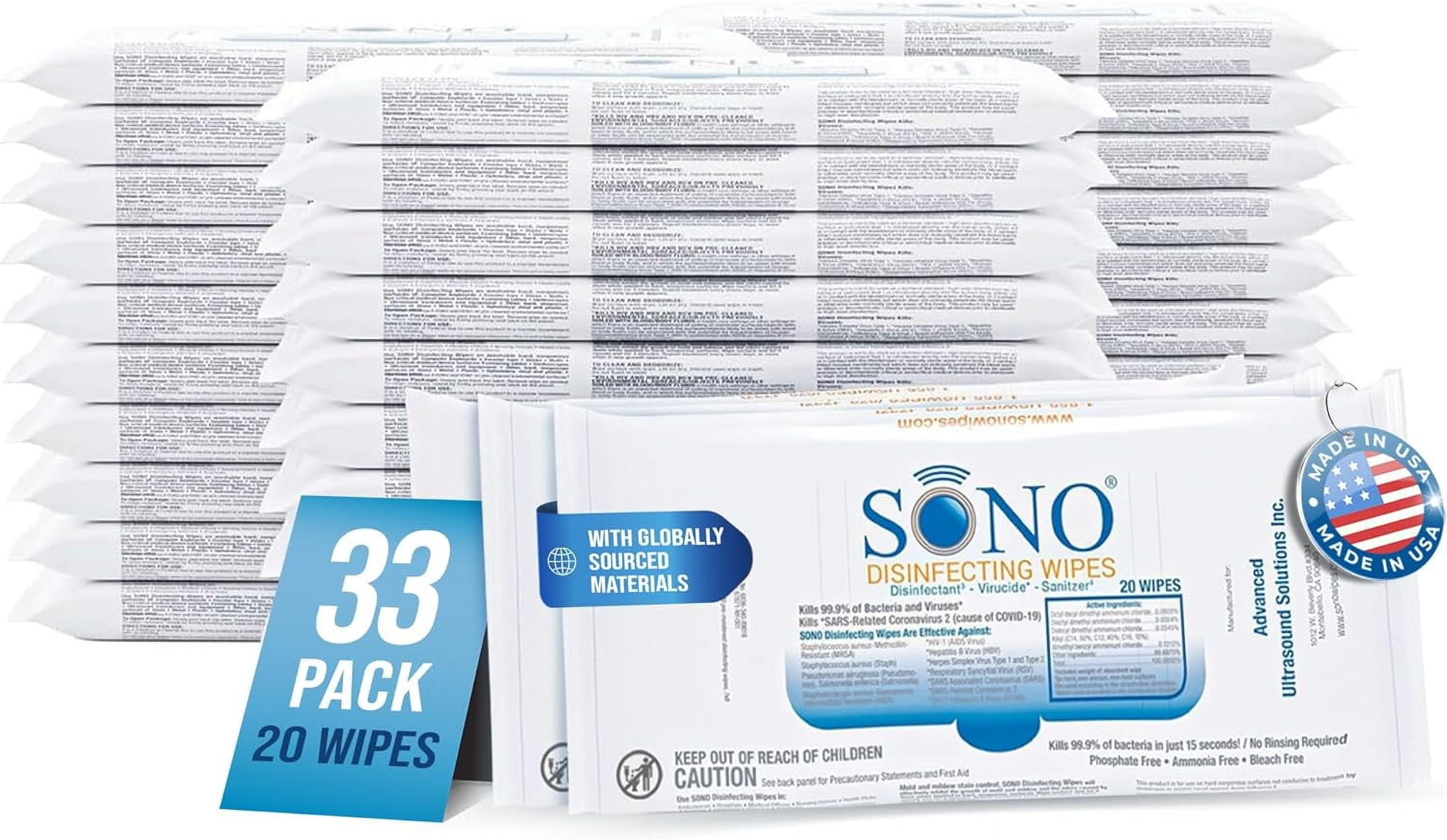 Multi-Surface Cleaning Wipes - 660 Count (Pack of 33) + Sanitizer, Medical-Grade, Alcohol-Free, Bleach-Free, Comprehensive Hygiene Solution for Home, School, Office