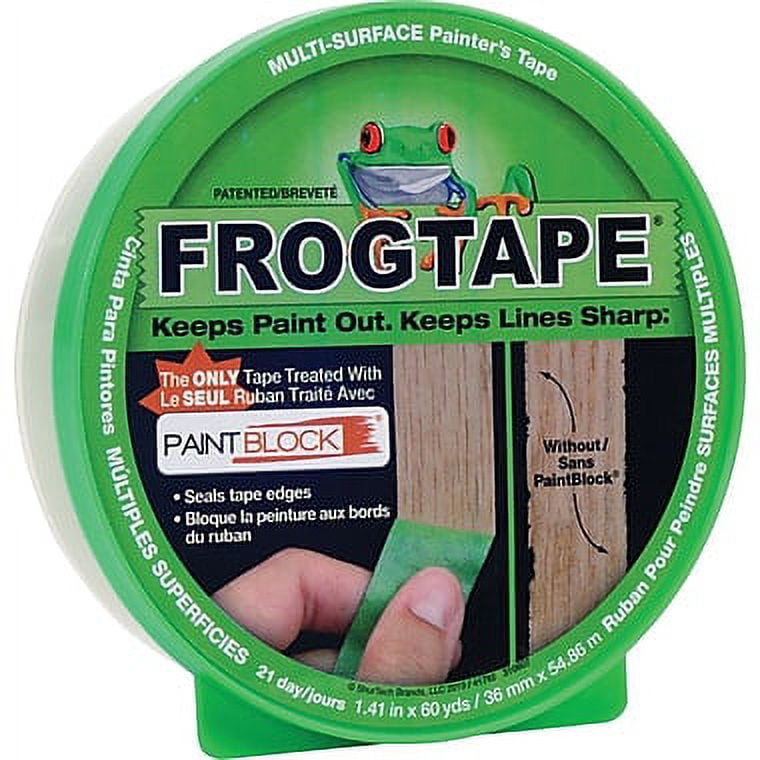 Multi-Surface FROGTAPE for Masking & Painting, 1.41" x 60-yd Tape Roll, with Medium-Strength Adhesive & PAINTBLOCK (1358465) - Pack of Six (6) Rolls