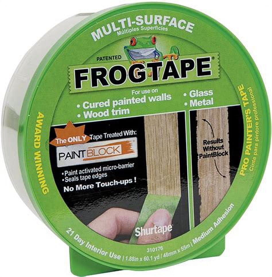 Multi-Surface FROGTAPE for Masking & Painting, 1.88" x 60-yd Tape Roll, with Medium-Strength Adhesive & PAINTBLOCK (1358464) - Pack of Six (6) Rolls