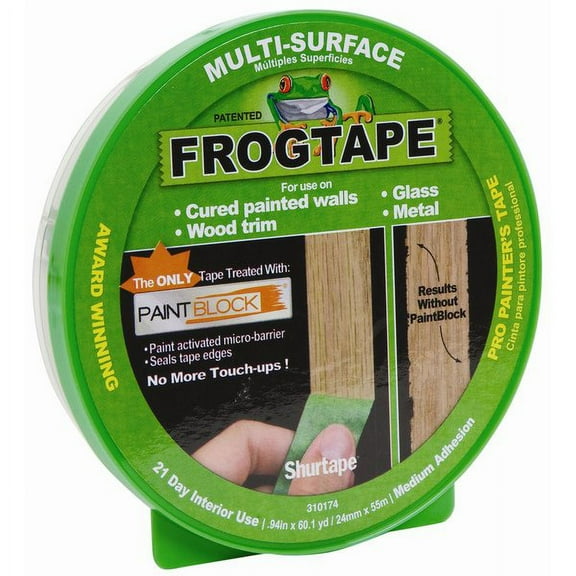 Multi-Surface FROGTAPE for Masking & Painting.94" x 60-yd Tape Roll, with Medium-Strength Adhesive & PAINTBLOCK (1358463) - Pack of Three (3) Rolls
