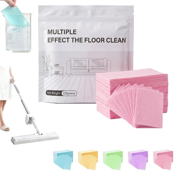 Multi-Surface Floor Cleaning Tablets, Concentrated Cleaning Sheets for Hardwood, Tile, Laminate, and Vinyl Plank Flooring, Deep Clean Dissolving Formula, 100 Count