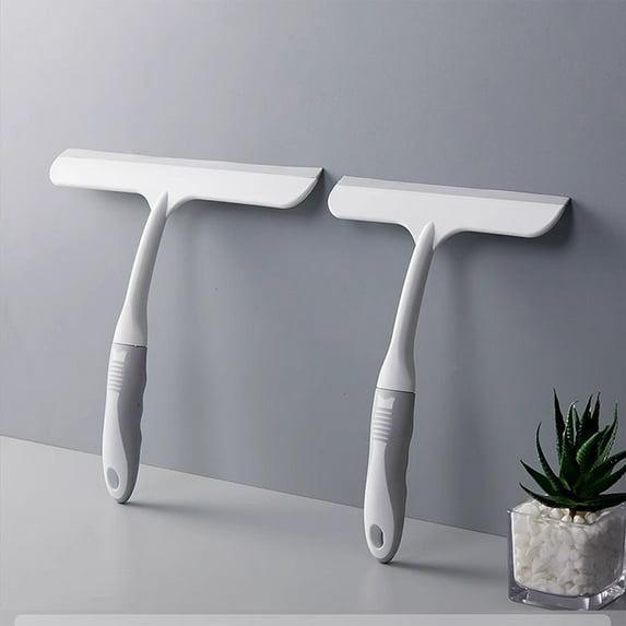 Multi-Surface Glass Wiper & Scraper - Household Cleaning Tool for Bathrooms, Shower Doors, Mirrors & Countertops, Ergonomic Squeegee for Glass & Hard Surfaces, Bathroom Glass Cleaner, White, S