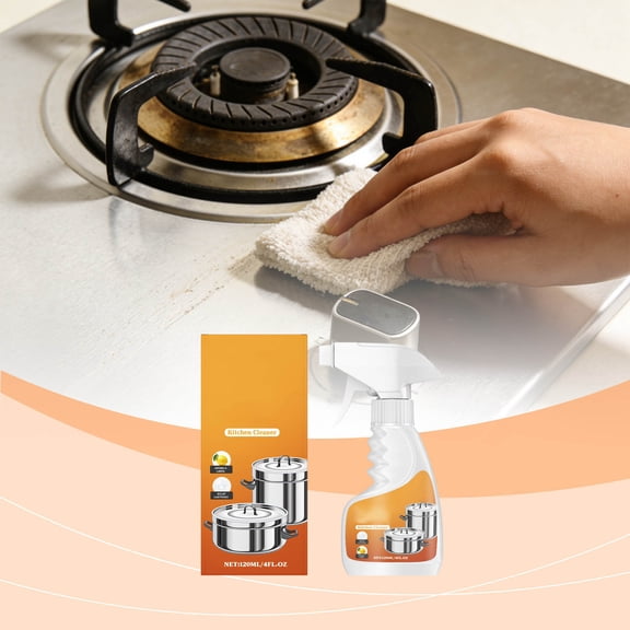 Multi-Surface Kitchen Foam Cleaner - Degreaser for Appliances and Cookware, Lemon Fresh, Non-Greasy, Streak-Free Shine, pH-Balanced Formula Orange