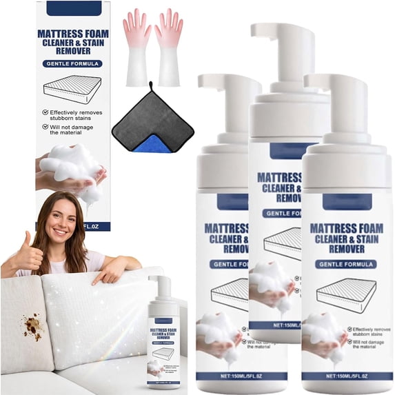 Multi-Surface Mattress Foam Cleaner, Mattress Cleaner & Stain Remover, Professional Strength, Waterless Deep Cleaning, Fresh Fabric Cleaner for Couch, Upholstery, Carpet, Car
