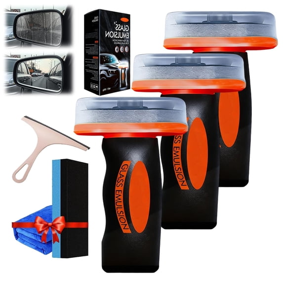 Multi‑Surface Oil Film Cleaning Brush for Auto & Household Glass – Glass Cleaning Board, Glass Emulsion Cleaner, Handheld Glass Oil-Film Remover for Crystal Clear Car Windows(3Sets)