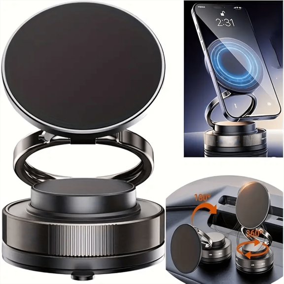 Multi-Surface Phone Mount: Vacuum Suction for Stable Hold on Desk & Car Dashboard