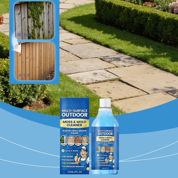 Multi-Surface Purpose Outdoor Moss & Mold Cleaner,Ready-to-Spray,Perfect For Routine, Everyday Cleaning Agent Tasks to Maintain Patios, Furniture and More,120 M