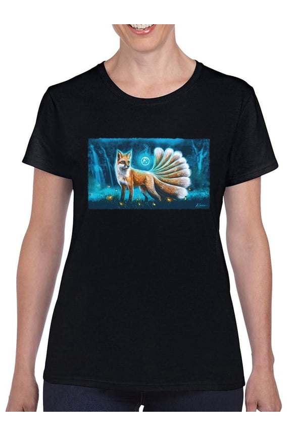 Multi Tailed Fox T-Shirt Women -Anthony Chirstou Designs, Female Large