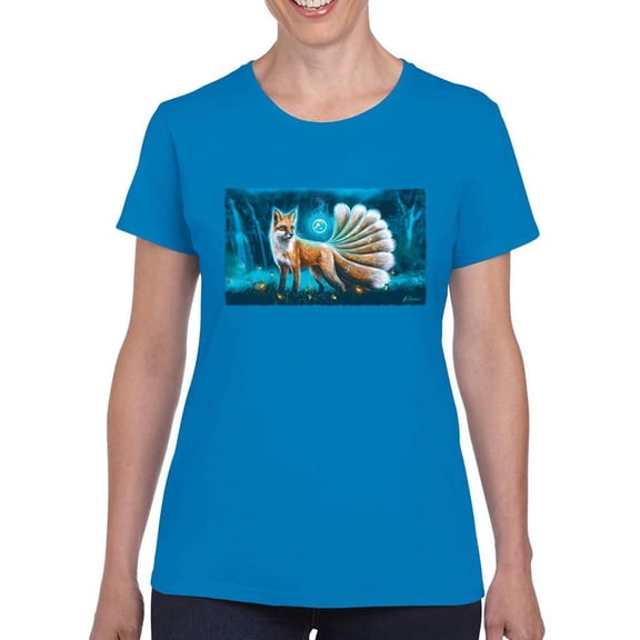 Multi Tailed Fox T-Shirt Women -Anthony Chirstou Designs, Female Medium