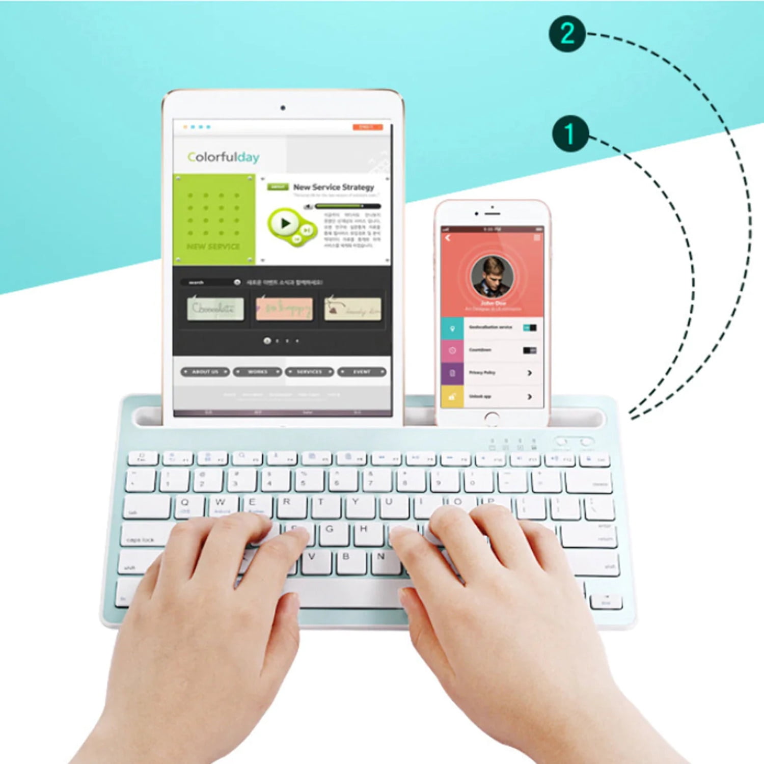 Multi-Task Master Of All Bluetooth Keyboard - WHITE