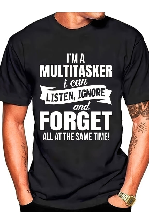 Multi-Task Master Pattern T-Shirt - Men'S Breathable Cotton Short Sleeve Crew Neck Summer Casual Top-DXH00176