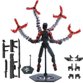 Multi-Tentacle 3D Printed Action Figure - Articulated Poseable Monster Model, A Unique Easter Gift for Creature Collectors(Red)