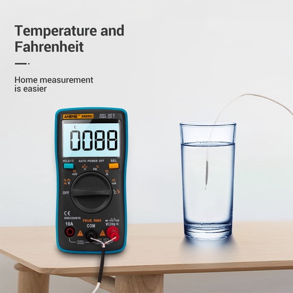 Multi Tester AN8002 6000 Counts True RMS Multifunctional Digital Multimeter Voltmeter Ammeter Handheld Mini Universal Meter High Accuracy Measure Temperature AC/DC Voltage AC/DC Current