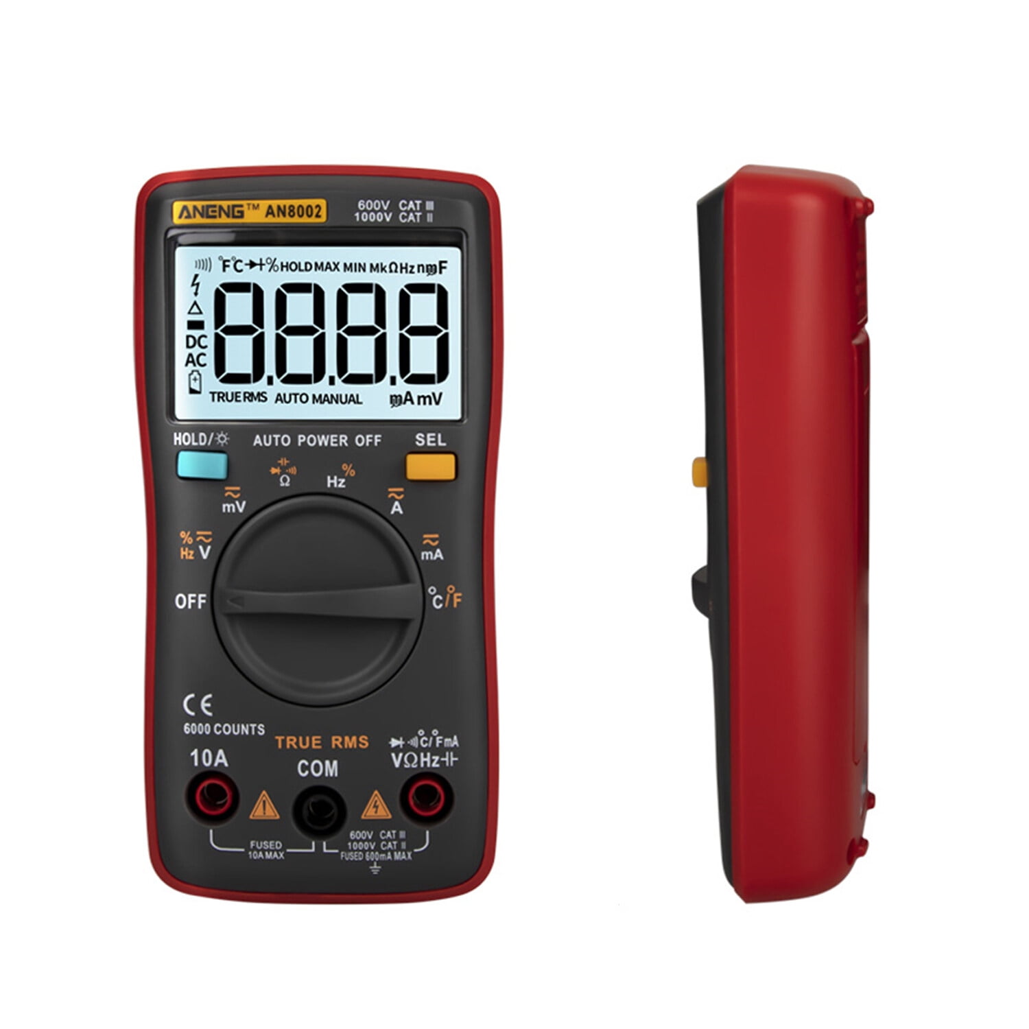 Multi Tester Tester AN8002 6000 Counts True RMS Multifunctional Digital Multimeter Voltmeter Ammeter Handheld Mini Universal Meter High Accuracy Measure Temperature AC/DC Voltage AC/DC
