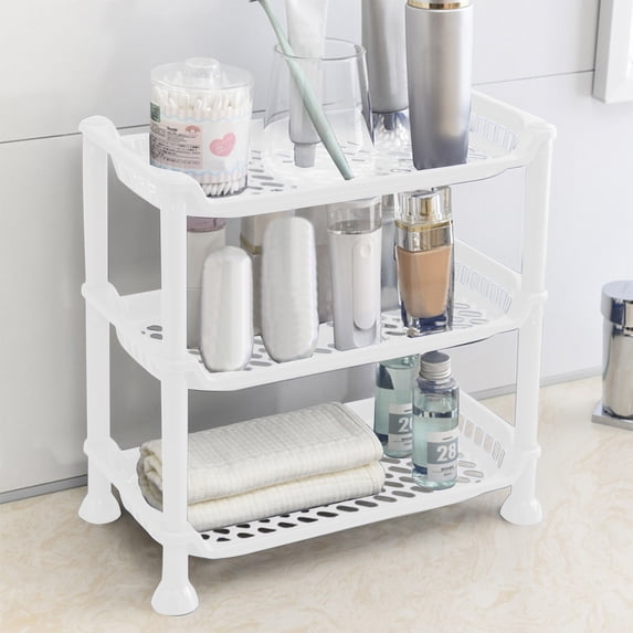 Multi Tier Bathroom Storage Rack Kitchen Counter Organizer Three Layer Desktop Shelf Organizer For Toiletries Kitchen Items And Household Storage