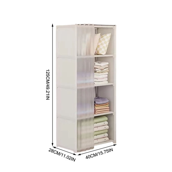 Multi-Tier Clothing Storage Cabinet, Floor-Standing with Bookshelf Shelving, Efficient Organization for Clothing and Books, Ideal for Small Spaces, Perfect for Home DIY Enthusiasts