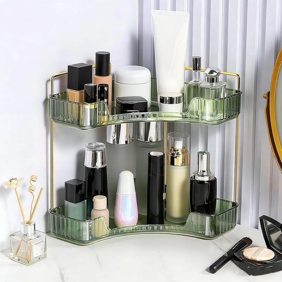 Multi-Tier Corner Countertop Organizer  Acrylic Vanity Shelf with Tool-Free Assembly, Space-Saving Storage Rack for Bathroom Makeup, Perfume, Kitchen