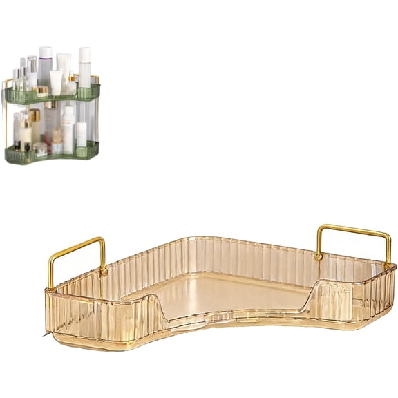 Multi-Tier Corner Countertop Organizer Rack, 2026 Upgrade Corner Bathroom Counter Organizer, Bathroom Organizers and Storage Countertop(Amber, 1-Tier)