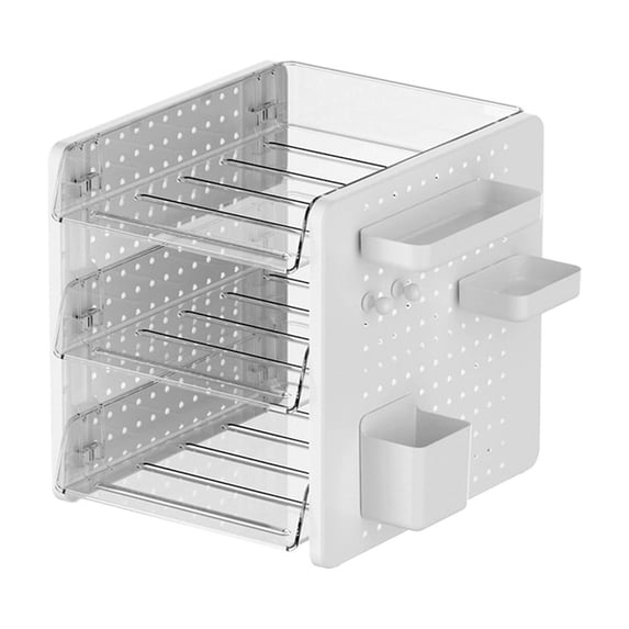 Multi-Tier Desktop Pegboard Storage Organizer, Stationery and Holder Rack for Home Office and Desk Organization, Versatile Workspace Management System