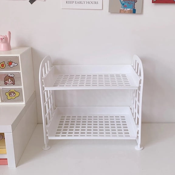 Multi Tier Desktop Storage Shelf Simple Horizontal Organizer Rack for Computer Desk Dormitory Office Home Use