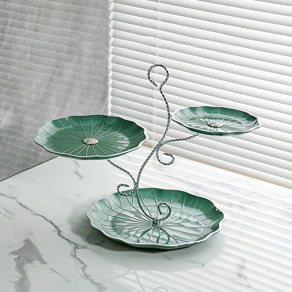 Multi Tier Fruit Tray, Leaf Design Serving Platter, Tiered Storage with Handle, for Parties and Home Decor, Households and Hosts