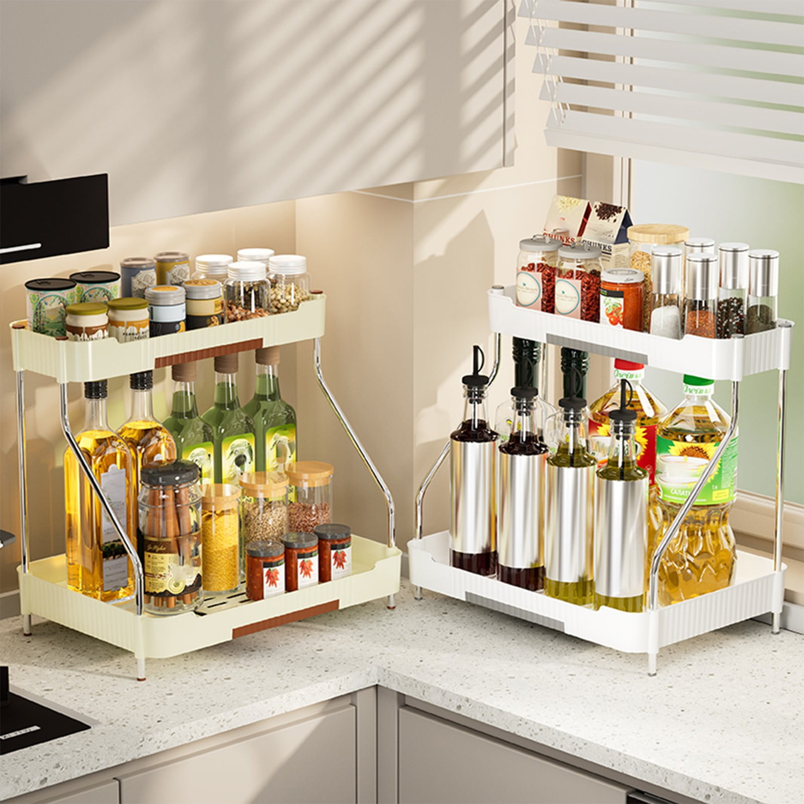 Multi-Tier Kitchen Counter Organizer Rack | 3-Layer Spice Bottle Shelf ...
