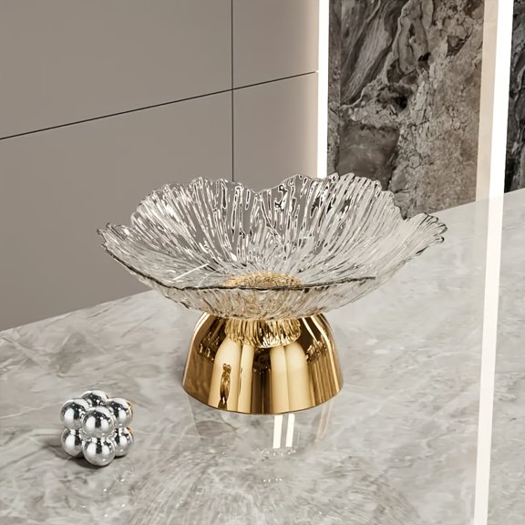 Multi-Tier Plastic Fruit Basket, Oval Snack Tray with Leaf Design for Kitchen & Living Room Decor