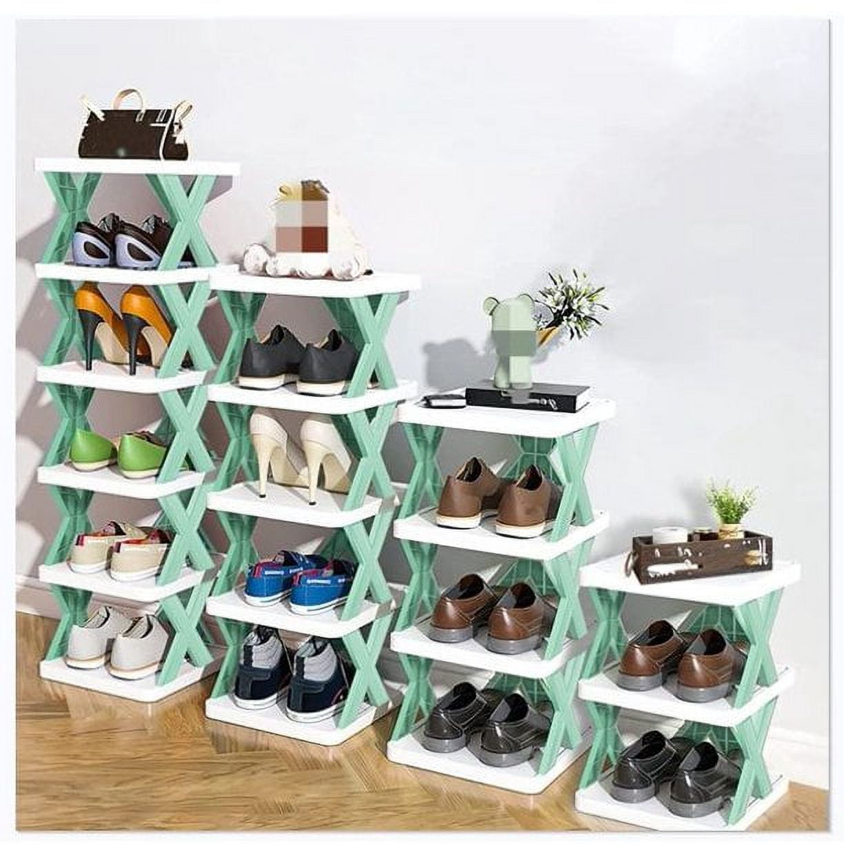 NewHome 9-Tier Shoe Rack Vertical Shoe Organizer Free Standing Storage Shelf in Green